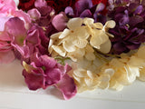 Craftuneed Bundle 21 bunches fabric flower petals sew on glue on hydrangeas floral petals in pink red champagne purple lilac