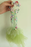 Handmade 1:6 Scale Doll Floral Lace Dress Beaded Mermaid Tulle Gown with Hair Accessory