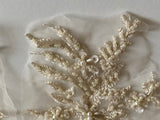 Craftuneed Bundle 7pcs luxury embroidered beaded lace applique dark ivory floral sequins tulle lace motif patch