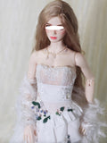 Craftuneed 1:6 Scale Doll Floral Petal Dress with Necklace and Sleeves Miniature Fashion Doll Gown Outfit Handmade