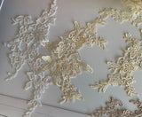Champagne Cream Ivory lace applique Bundle 7pcs sew on embroidered floral motif patch