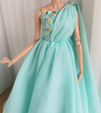 Handmade 1:6 Scale Greek Style Doll Dress Miniature Chiffon Couture Gown with Beaded Bodice