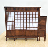 1:6 Dollhouse Japanese House Front Handmade Miniature Wooden Facade Shoji Screen Diorama