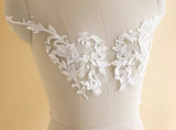 2 Pairs Ivory Bridal Lace Applique Floral Embroidery Wedding Dress Motif Patch (4 Pieces)