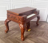 Craftuneed 1:12 Scale Miniature Victorian Style Grand Rectangular Piano &amp; Seat Set Dollhouse Classic Music Room furniture Available in Brown or White
