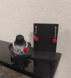1:6 Scale Doll Rose Necklace and Earrings Set Miniature Faux Pearl Jewellery Handmade