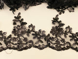 Craftuneed Bundle 8.6Meter or 3.7Meters or 1.2Meter black sequins lace trim embroidered dress lace trimming