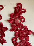 Bundle 5pcs wine lace applique embroidered floral tulle lace motif patch