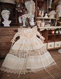1:6 Scale Doll Lace Dress with Embroidery Handmade Vintage Style Floral Dress Outfit For Dolls
