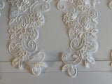 Craftuneed Bundle 6pcs Ivory sequins lace applique sew on bridal embroidered floral tulle lace motif patch