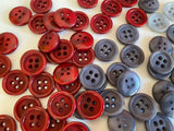 Craftuneed Bundle 134pcs dark red grey black sew on shell plastic circle 4 hole flat button