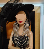 1:6 Scale Doll Rhinestone Necklace or Earrings Miniature Jewellery Accessories Handmade