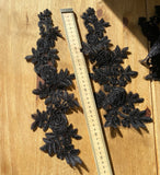 6pcs Black Floral Lace Appliques Embroidered Rose Lace Motifs on Tulle