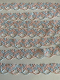 Craftuneed Bundle 2.1 Meters Blue &amp; Pink Floral Lace Trim Sew on Embroidered cotton lace trimming