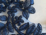 Craftuneed Bundle 8pcs navy sew on lace applique embroidered floral tulle lace motif patch with minor defect