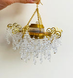 Handmade Miniature Faux Crystal Chandelier Light 1:6 Scale Dollhouse Hanging Ceiling Lamp