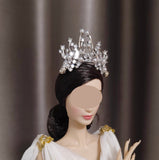Handmade 1:6 Scale Doll Rhinestone Necklace, Earrings & Crown Miniature Jewellery Set
