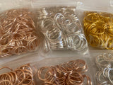 Craftuneed Bundle 500pcs Stainless Steel Circle Jump Rings 14mm - 16mm for craft making jewellery findings silver rose gold colour
