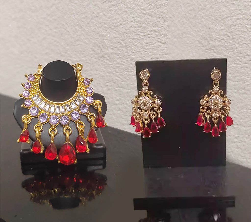 1:6 Scale Doll Necklace and Earrings Set Miniature Rhinestone Jewellery Handmade