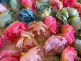 Craftuneed Bundle 44pcs Mini Artificial Peony Blooms Flower Heads Assorted Colours for DIY projects