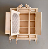 Handmade 1:12 Scale Vintage Dollhouse Cabinet - Miniature Wooden Wardrobe