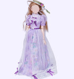 Handmade 1:6 Scale Doll Dress Miniature Lilac Purple Lace Gown with Hat Custom Outfit