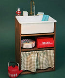 1:6 Scale Dollhouse Sink Cabinet Handmade Miniature Wooden Kitchen Bathroom Storage