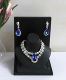 Set of 3 Doll Jewellery 1:6 Scale Miniature Blue Rhinestone Necklaces Earrings Handmade