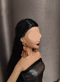 Set of 6 Pairs Doll Statement Earrings Handmade Miniature Rhinestone Jewellery 1:6 Scale