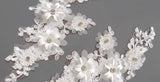 2 Pairs Ivory Floral Beaded Lace Applique 3D Flower Embroidered Rhinestones Motif Patch