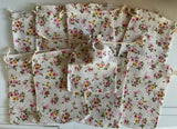 Craftuneed Bundle 10pcs Retro Floral Print Drawstring Gift Bags Natural Linen Pouch Bag