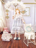Handmade 1:8 Scale Lace Parasol Vintage Style Miniature Dollhouse Umbrella Prop 1/6 Compatible