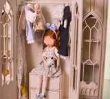 DIY Gothic Dollhouse Miniature Wardrobe Closet Kit 1/6 1/8 1/12 Unfinished (Unassembled)