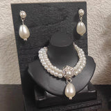 1:6 Scale Doll Necklace and Earrings Set Miniature Faux Pearl Jewellery Handmade