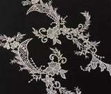 Ivory Floral Lace Applique Pair Bridal Lace Motifs Left Right Matching 20 Pairs (40pcs)