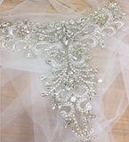 Silver Rhinestone Applique Crystal Motif Embellishment for Sewing Craft