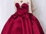 Handmade Miniature Red Evening Dress Doll Satin Ball Gown Available in 1/6 1/4 1/3