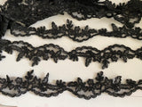 Craftuneed Bundle 13.3 Meters black floral lace trim sew on embroidered tulle dress lace trimming for Sewing