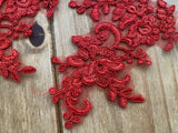4pcs Red Floral Lace Appliques Embroidered Flower Lace Motif Tulle Patch
