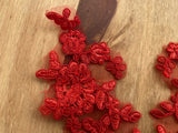 4pcs Red Floral Lace Appliques Embroidered Flower Lace Motif Patch on Tulle