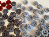 Craftuneed Bundle 134pcs dark red grey black sew on shell plastic circle 4 hole flat button