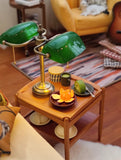Craftuneed 1:6 Scale Doll Vintage Style Pull Chain Green Desk Lamp with Metal Base Miniature Dollhouse Lighting For Fashion Dolls