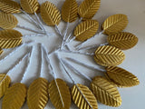 Craftuneed Bundle 200pcs Gold Fabric Rose Leaves with Wire Stems Artificial Floral Decoration for Craft DIY