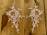 A Pair Salmon Pink Floral Lace Appliques Embroidered Flower Lace Motifs Patches