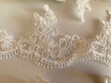 Craftuneed Bundle 6Meters ivory eyelash lace trim embroidered floral tulle lace trimming