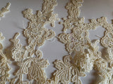 Craftuneed Bundle 6pcs champagne cream lace applique sew on embroidered floral lace motif patch