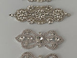 Craftuneed Bundle 4pcs Iron on Silver Rhinestones embellishment motif crystal beads applique patch