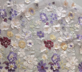 3D Floral Embroidered Lace Fabric – Multi-Color Tulle Mesh Material for Dressmaking, 3Meters