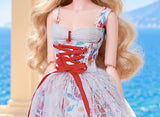 Handmade 1:6 Scale Doll Dress Miniature Romantic Floral Lace Gown with Red Corset