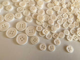 Craftuneed Bundle 145pcs sew on ivory shell plastic circle buttons 4 hole flat button